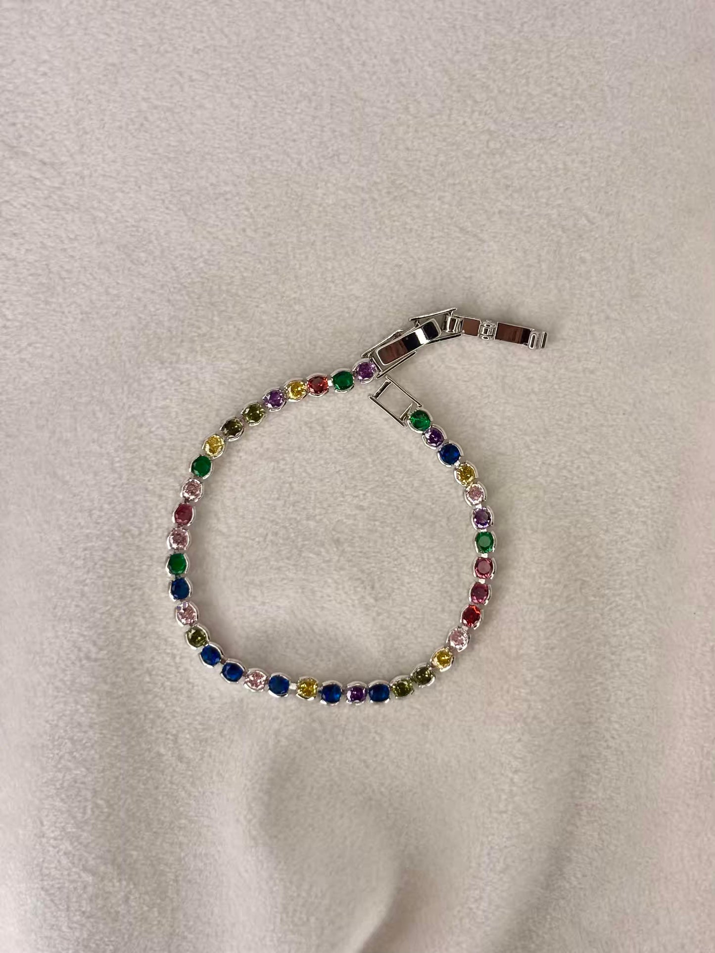 Round Multicolour Bliss 18K Gold plated Tennis Bracelet