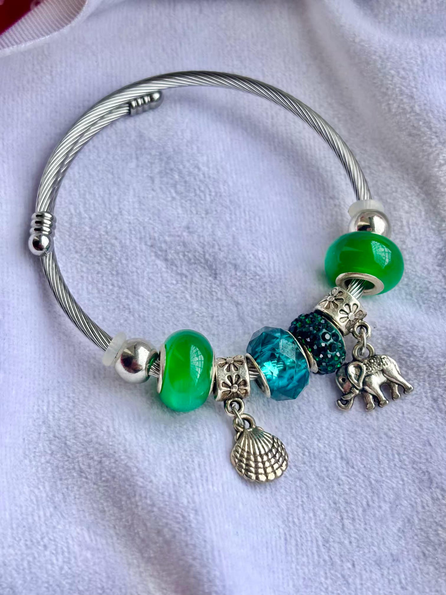 Pandora Charms Crystal beads Bracelet ( Silver )