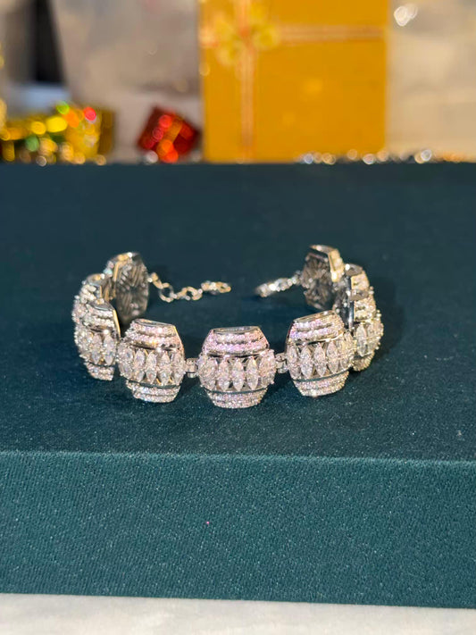 Chunky Diamond-Link Silver Plated Bracelet