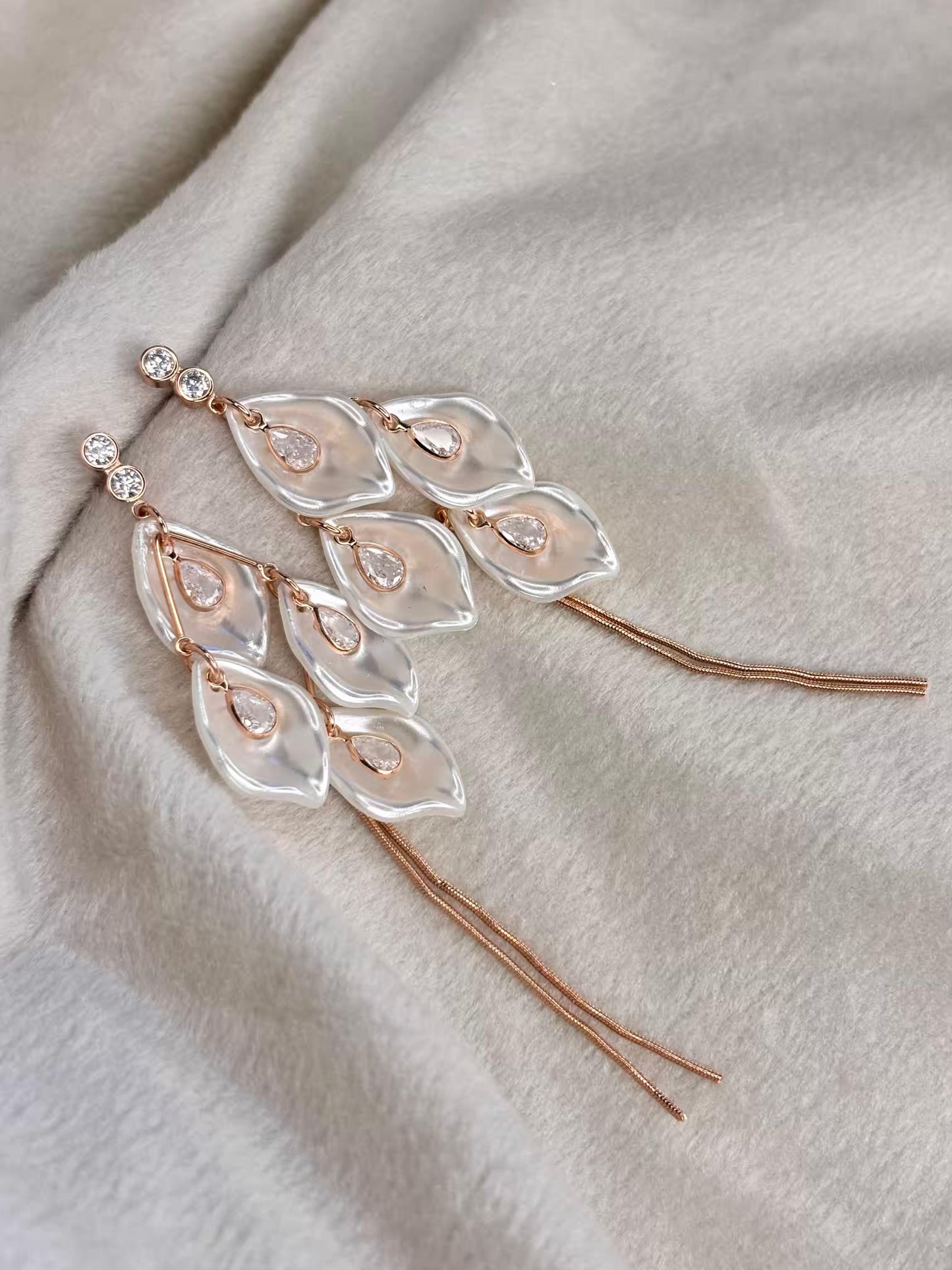 Petal Leaves Earrings Rose Gold Plated Premium Earrings