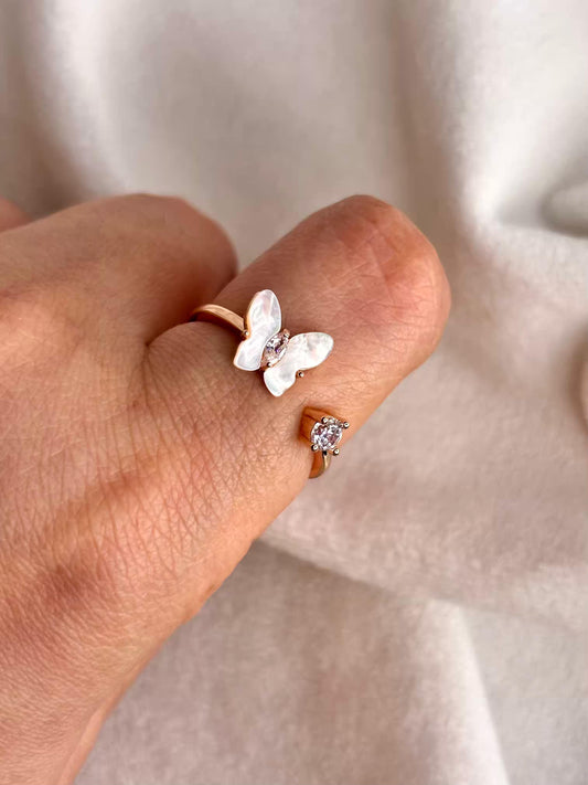 Open Butterfly Rose Gold Plated Adjustable Ring