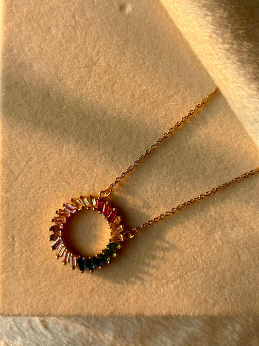 Rainbow Spiral Necklace 18K Gold Plated Premium Necklace