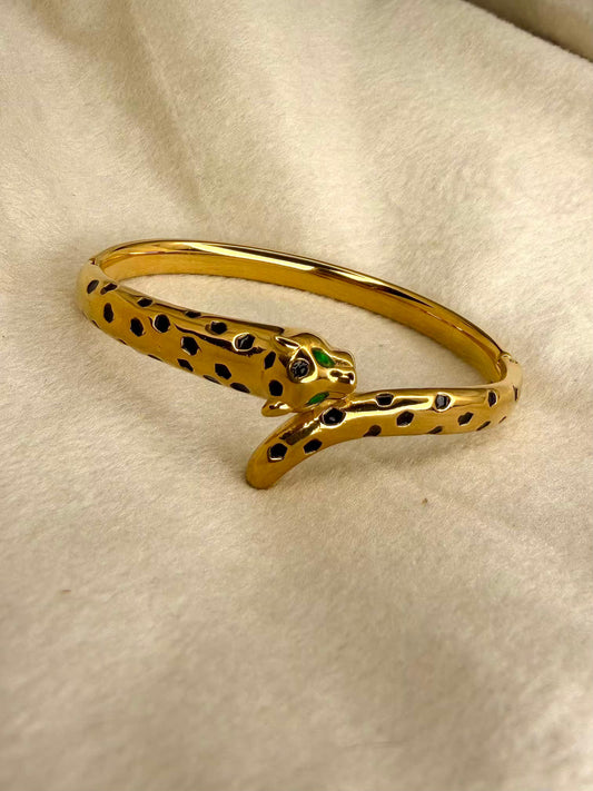 Golden Cuff Panther Bangle/ Panther Kada Bangle