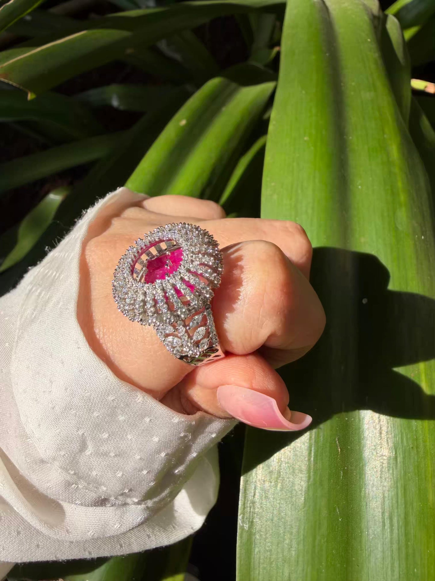 Regalia Pink Spark Silver Plated Ring