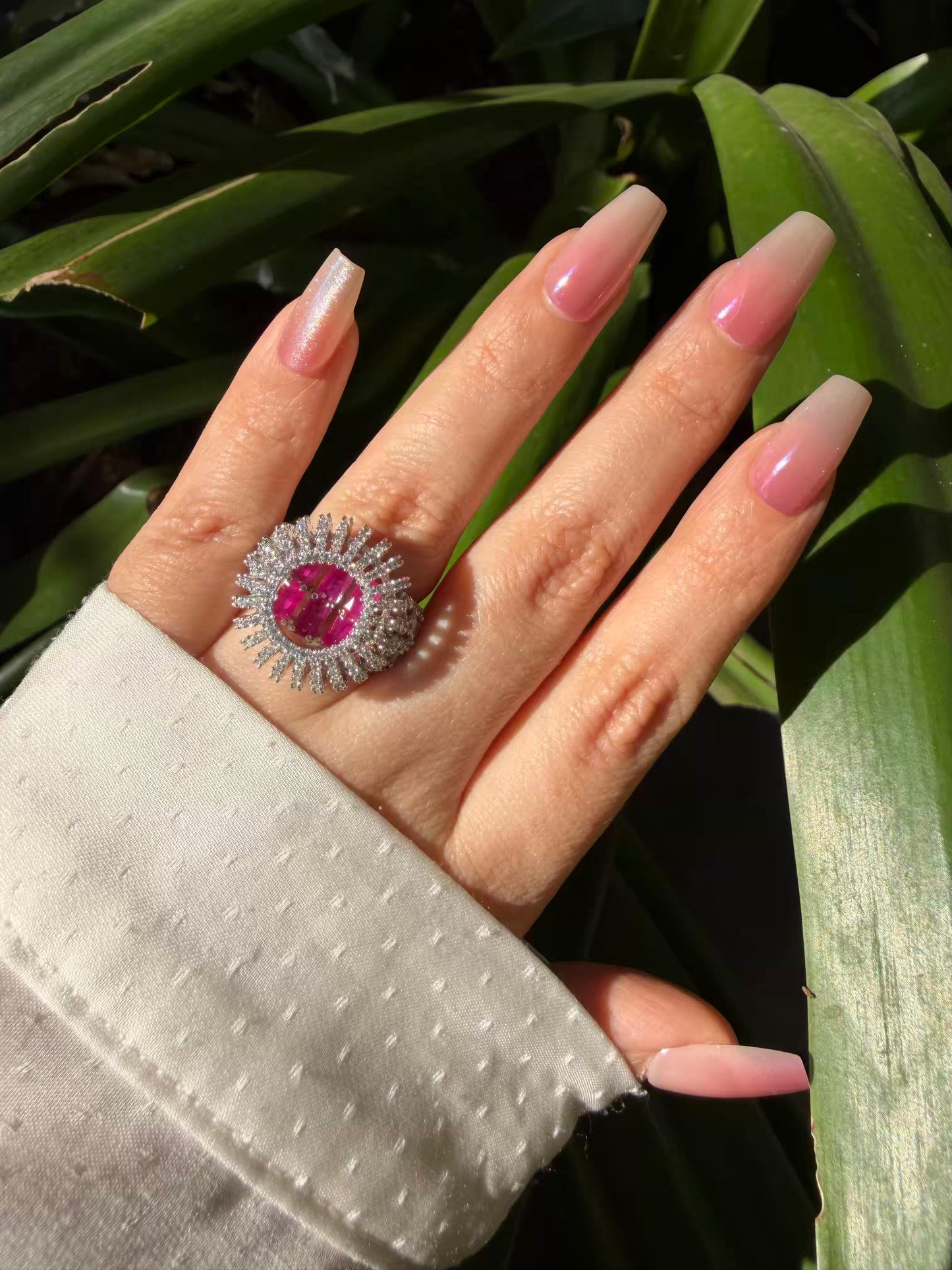 Regalia Pink Spark Silver Plated Ring