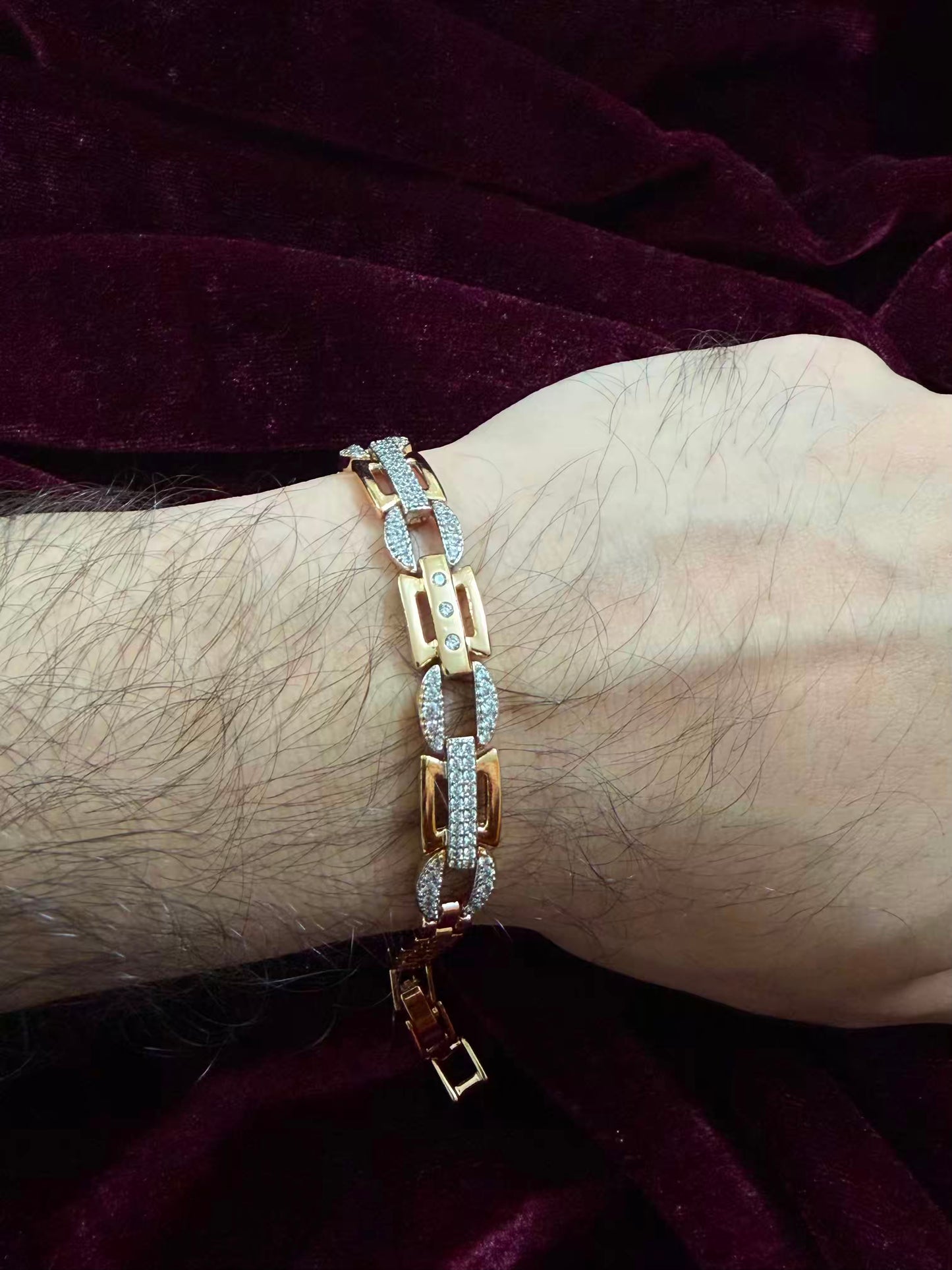 Men's Royal Rose Gold CZ Rakhi Bracelet