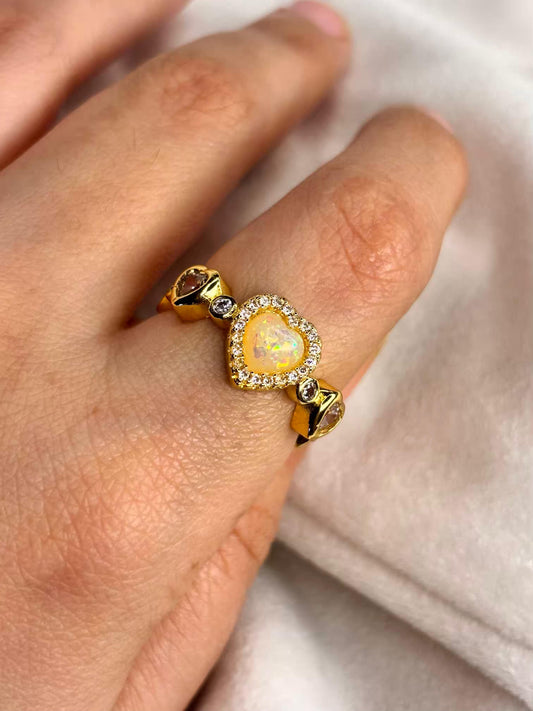 Chunky Hearts 18K Gold Plated Adjustable Ring