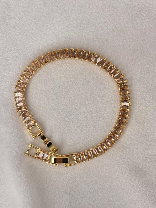 Radiant Shimmery Beige 18K Gold plated Tennis Bracelet