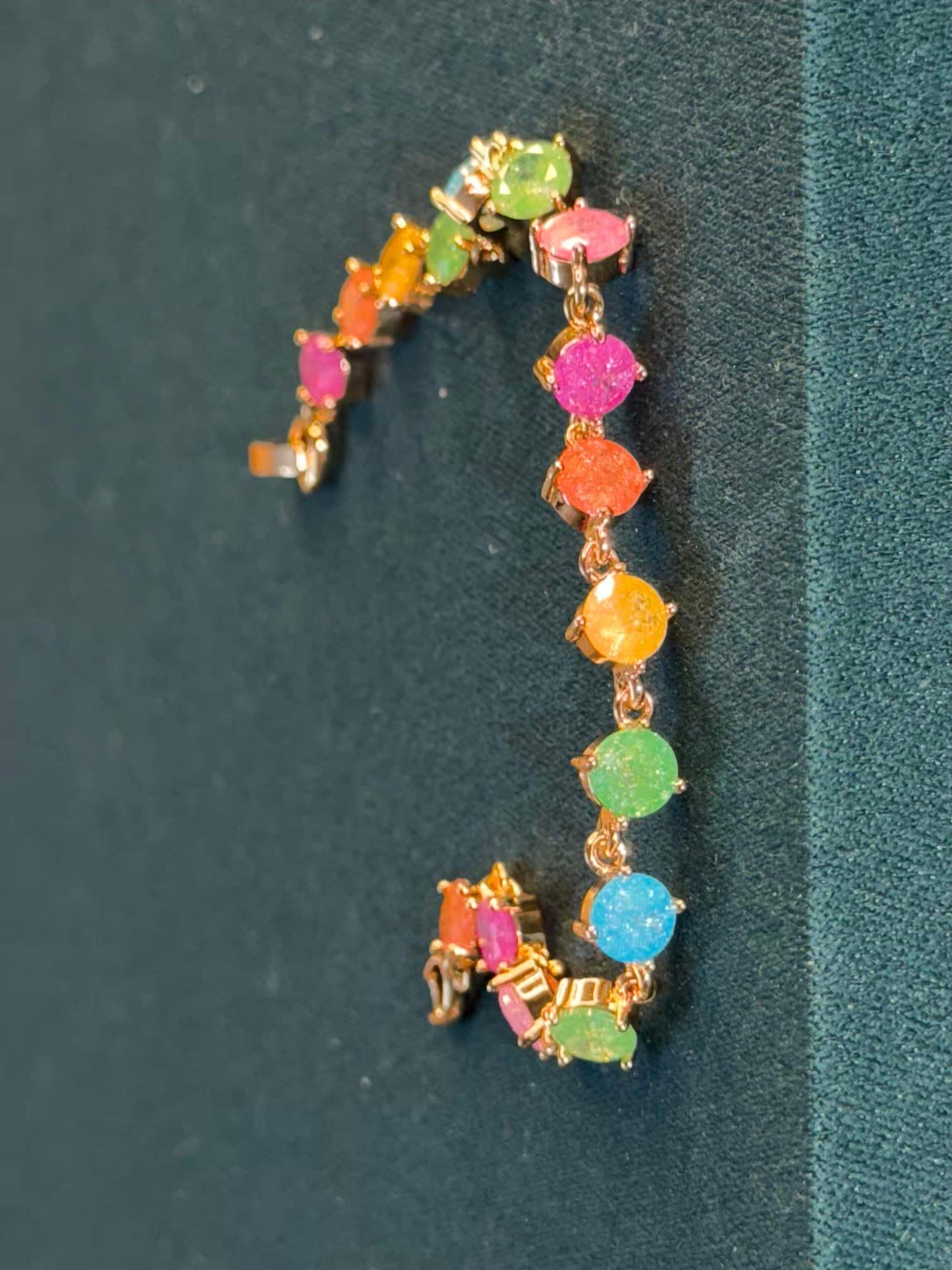 Boho Gem Cascade Gold Plated Tennis Bracelet