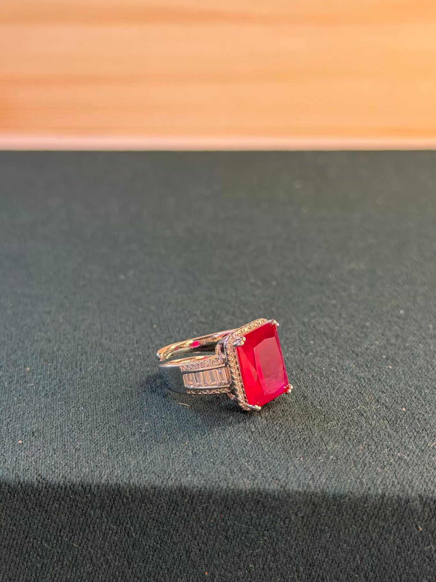 Ruby Pink Rhodium Silver Plated Adjustable