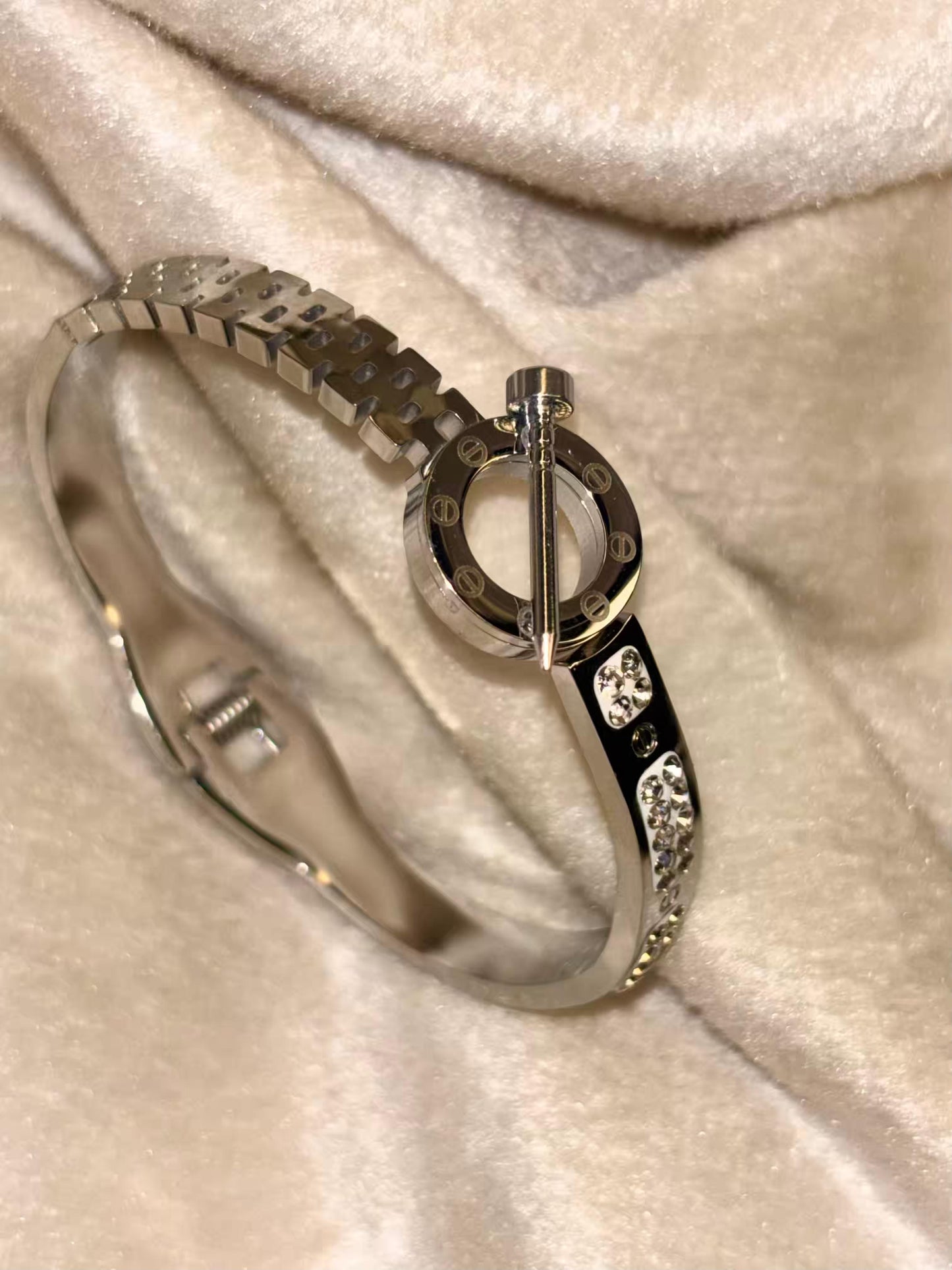 For Thin Wrist Glassy Nail Studded Bangle Silver plated Premium Bangle 2.2 - 2.4 Size