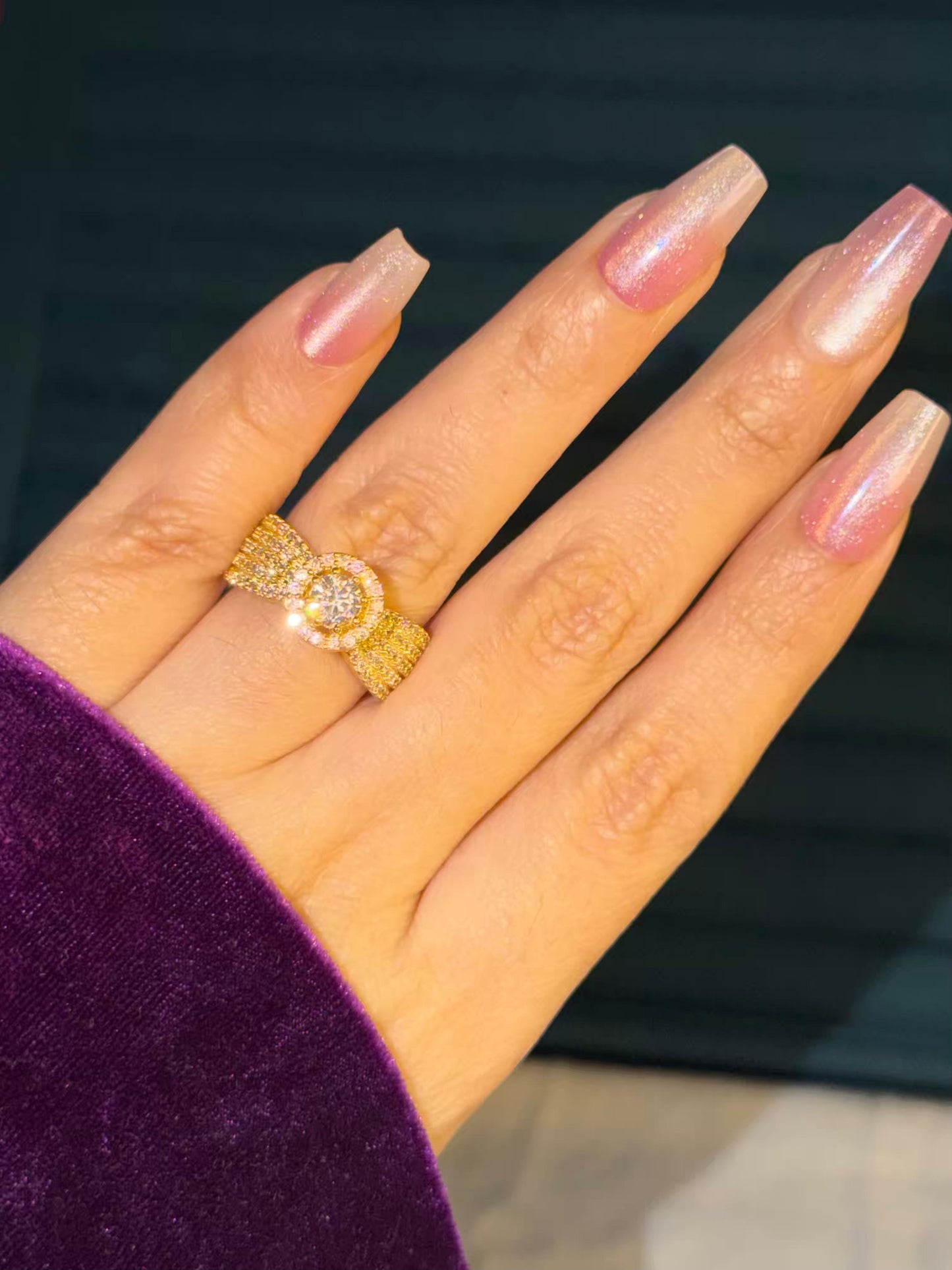 Golden Aura Solitaire Gold Plated Premium Ring (Adjustable)