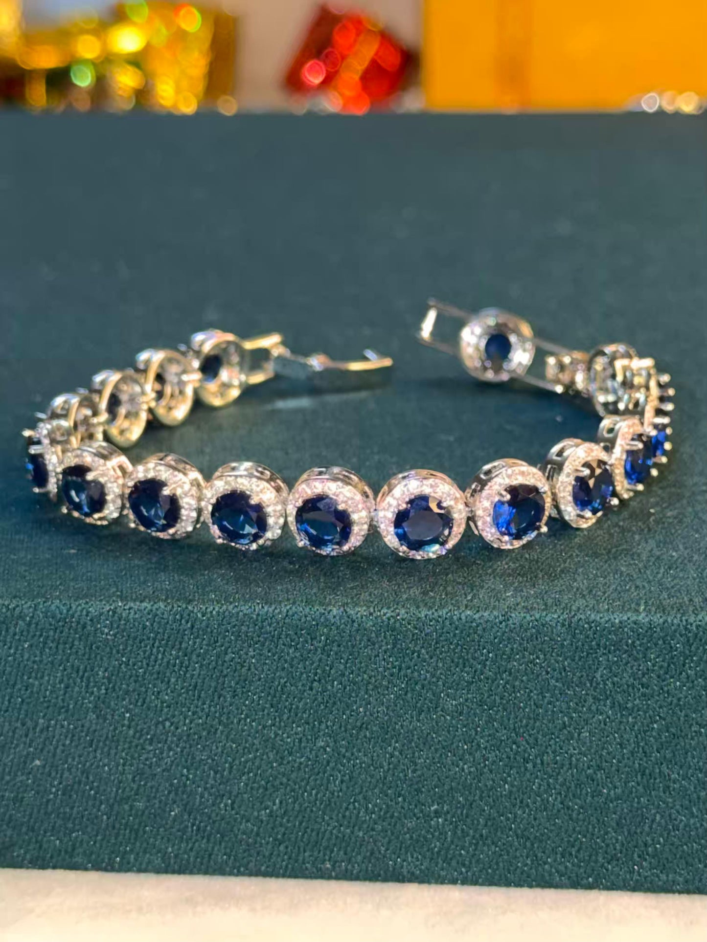 Jade Glow Oval Silver Plated Tennis Bracelet
