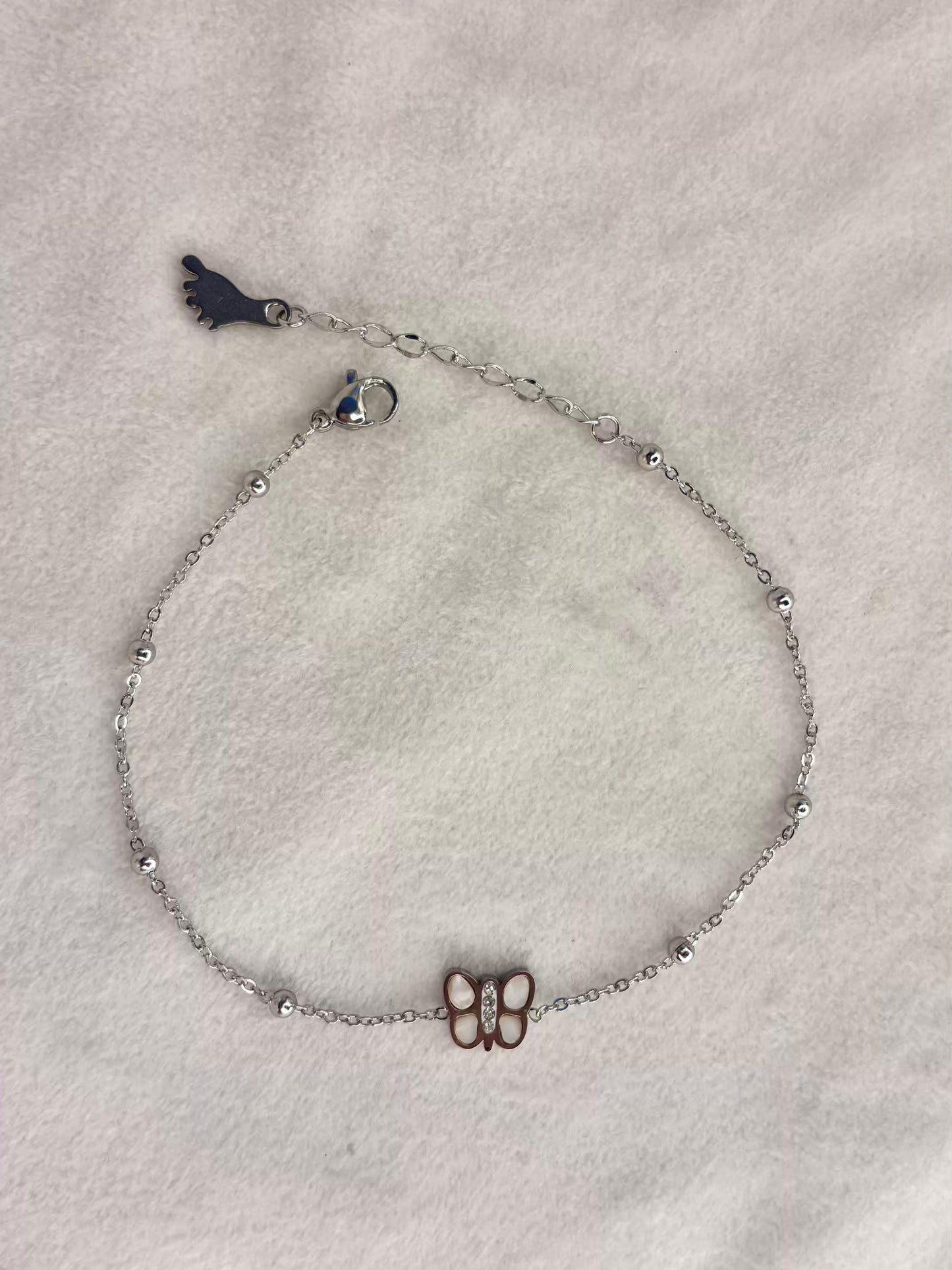 Silver Butterfly Flora Premium Anklet Payal with Silver hooks