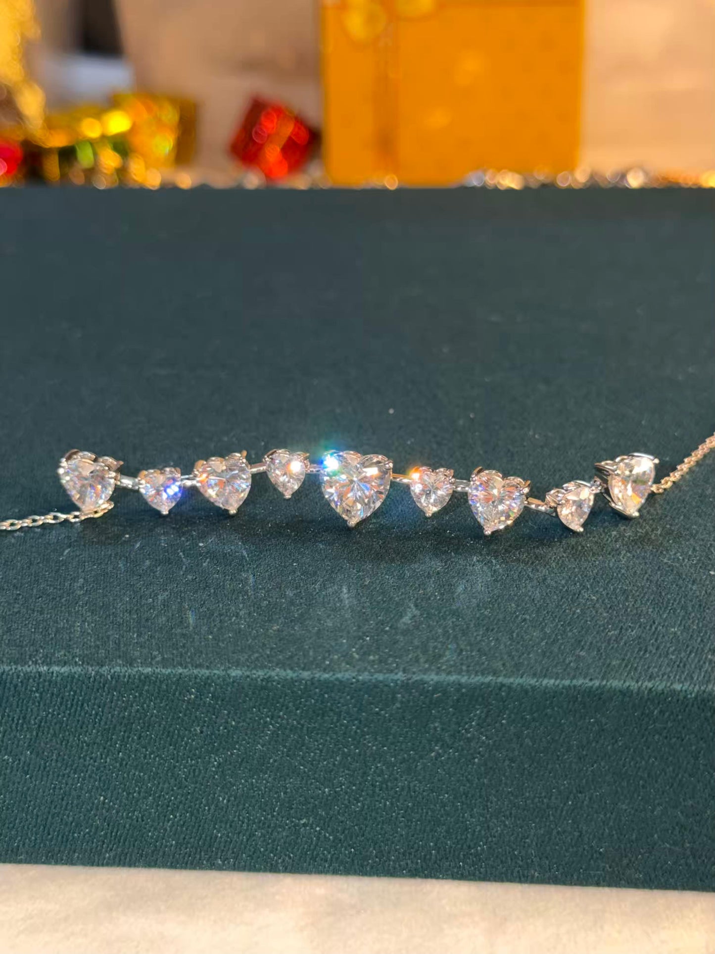 Heart Chain Silver Plated Tennis Bracelet