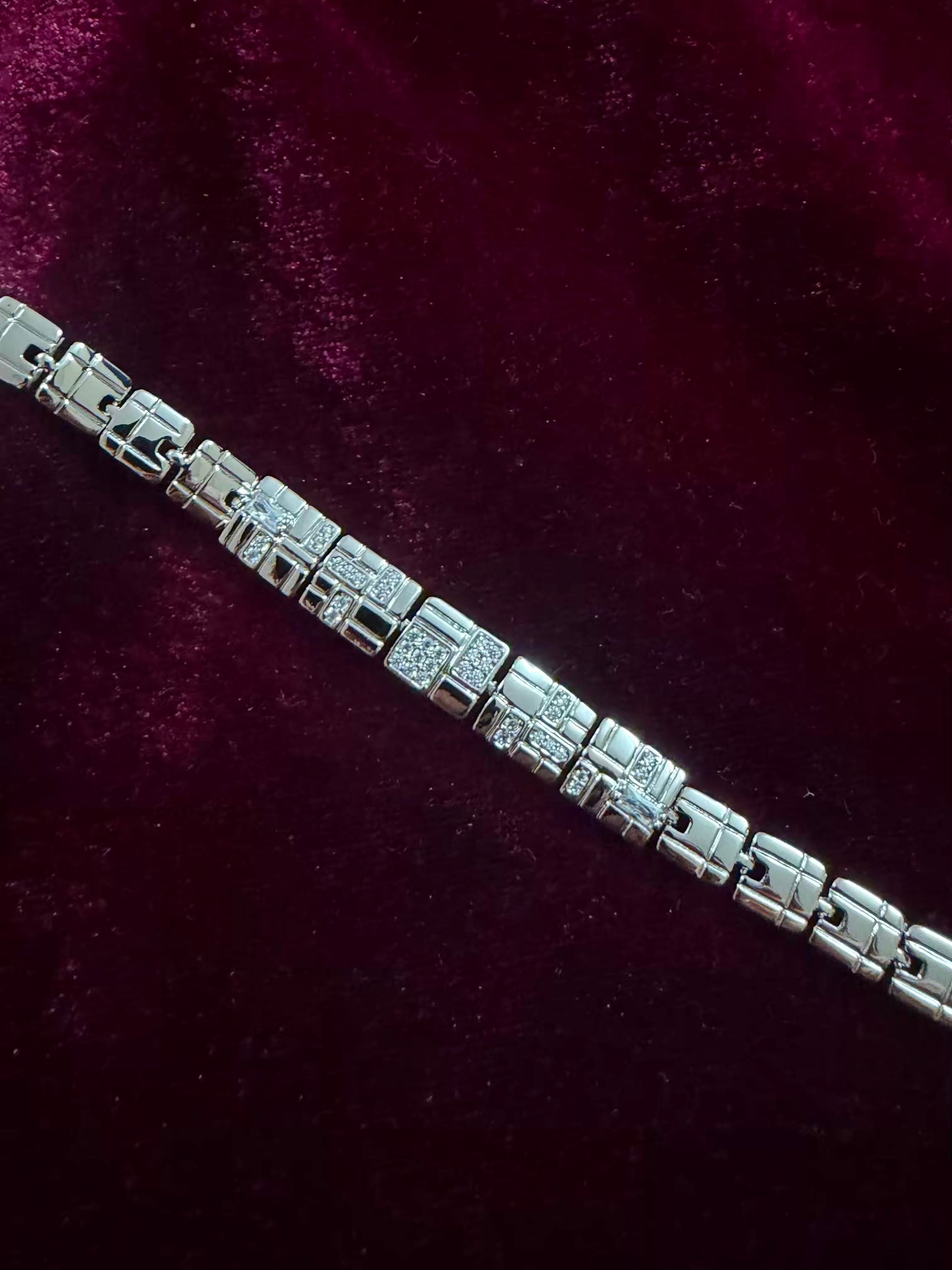 Silver Matrix Crystal Men's Rakhi Bracelet