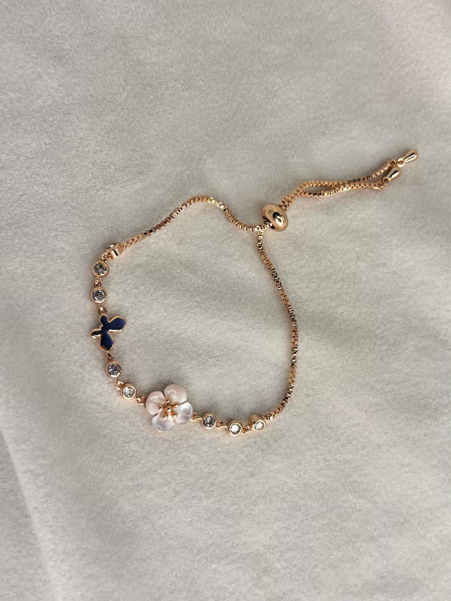 Translucent Flora Bracelet 18K Gold Plated Premium Adjustable Chain Bracelet