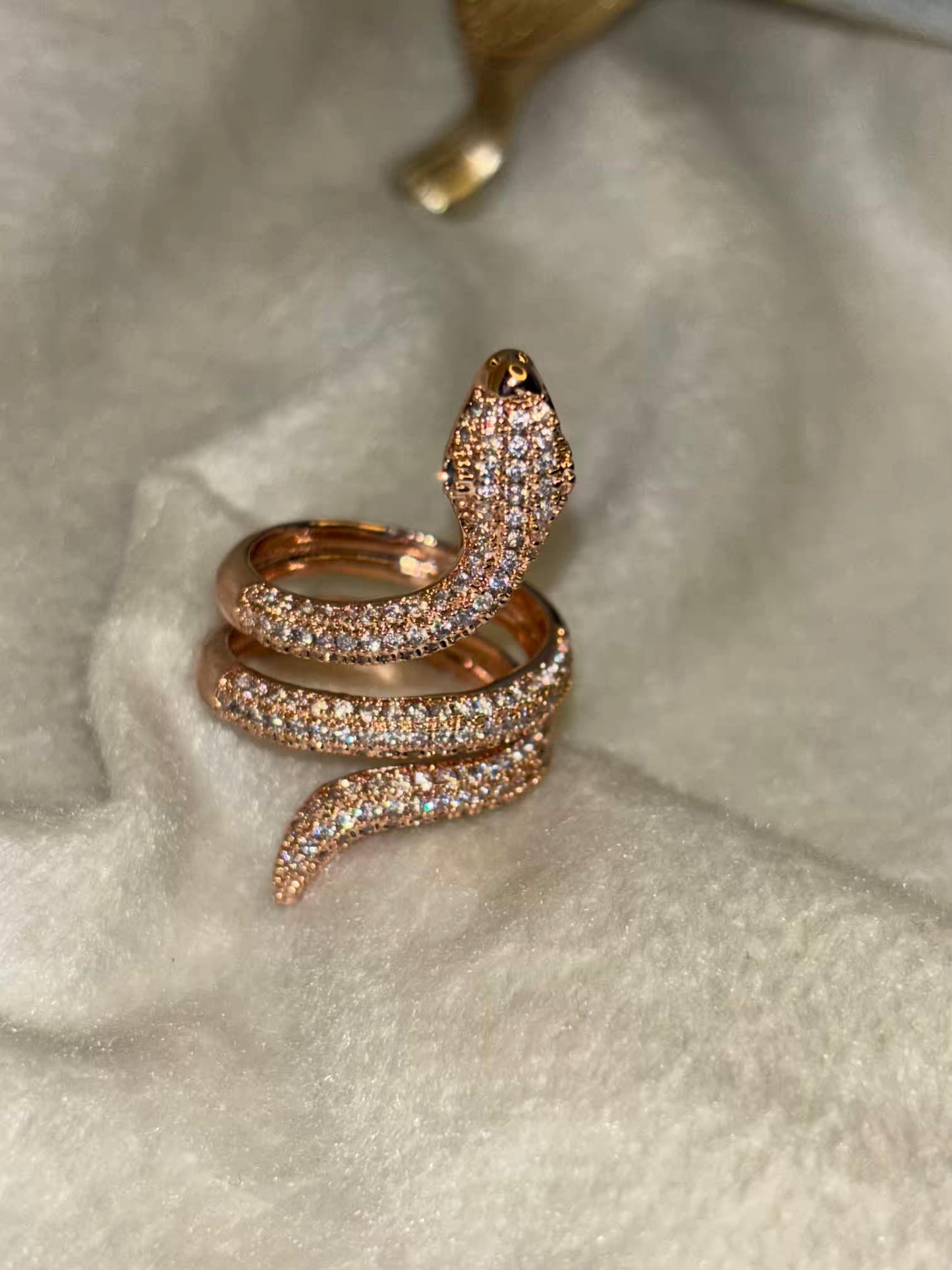 Twined Snake Studded Rose Gold Plated Premium Ring