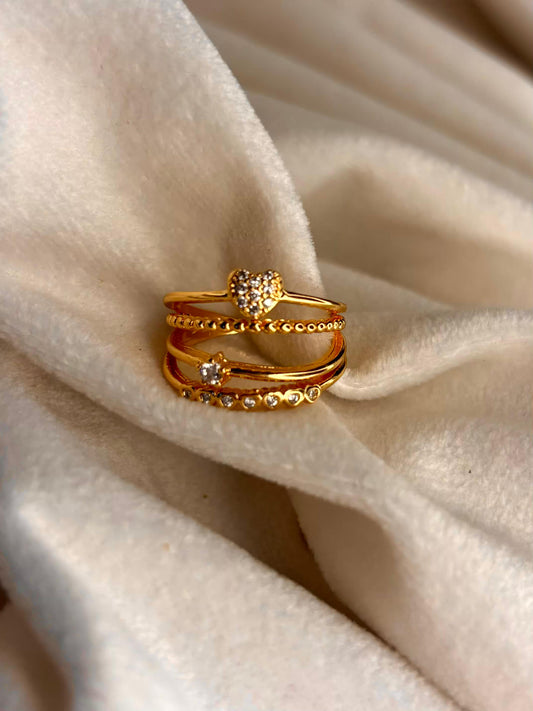 Multilayered Ring 18K Gold plated Adjustable Ring
