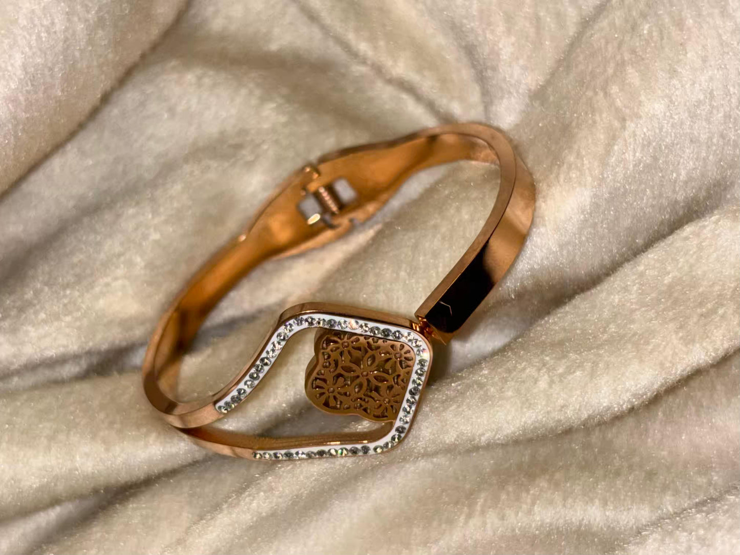 For Thin Wrist Studded Interlock Bangle 18K Gold plated Premium Bangle 2.2 - 2.4 Size