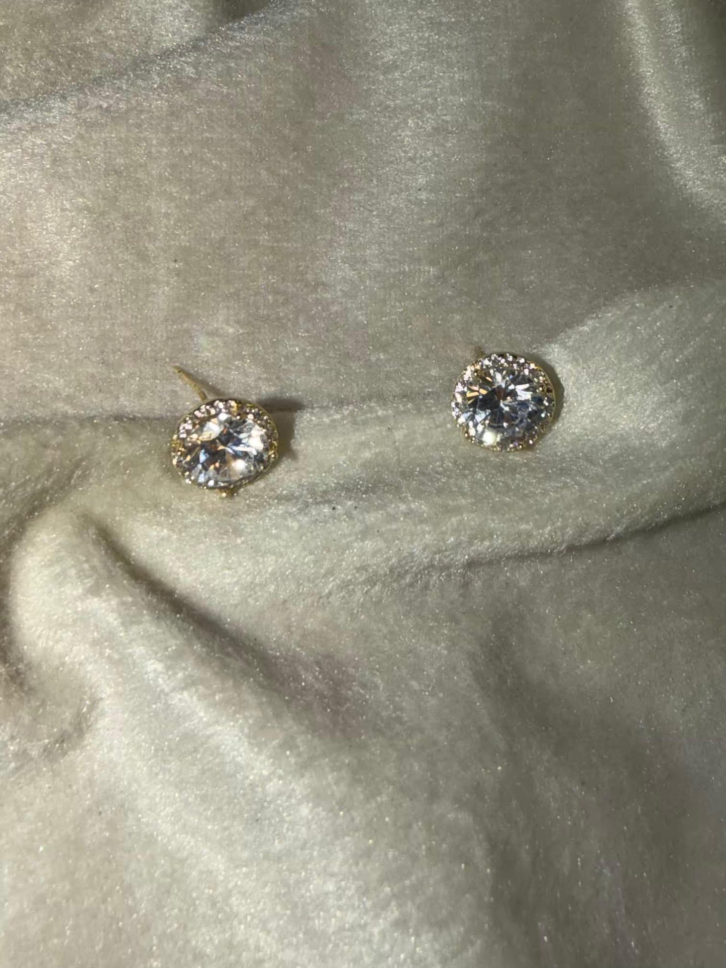 Classic Diamond-Look Studs Gold Plated Earrings