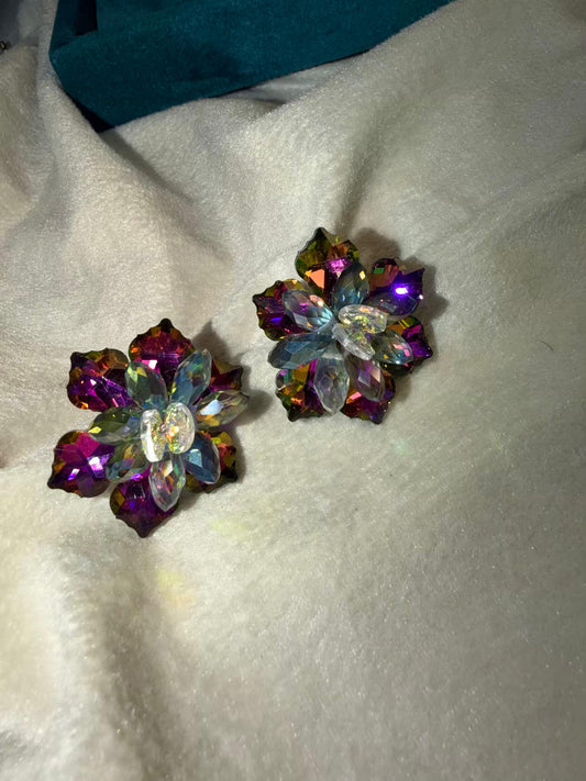 Prism Flower Gold Plated Earrings