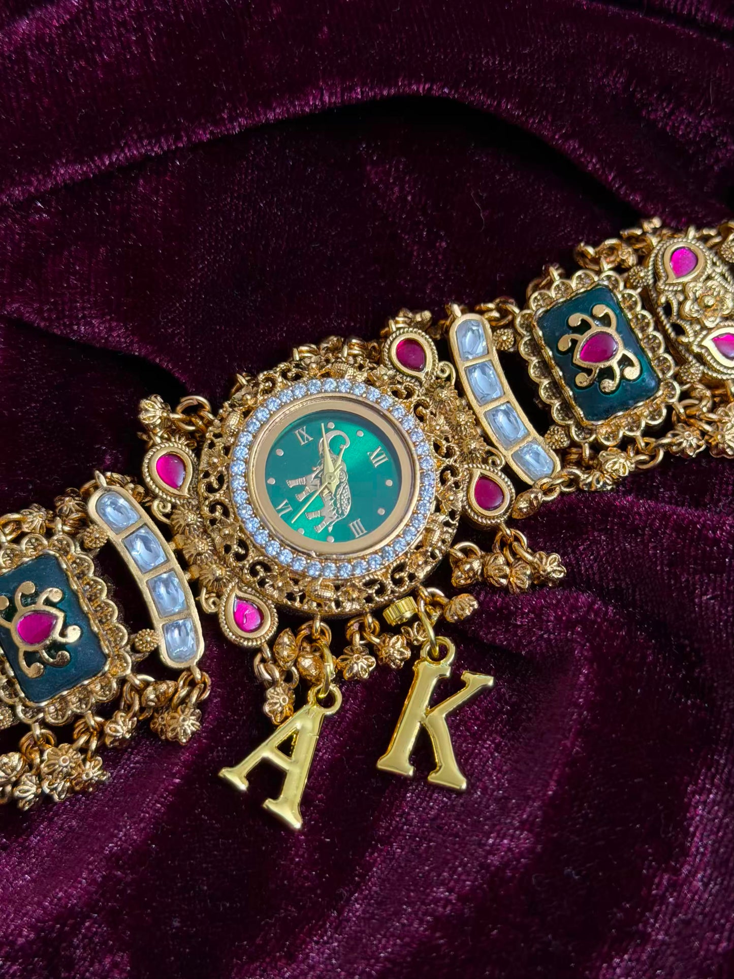 Rajmayura Heritage Watch Rakhi in Premium Swarovski (Free Initial)