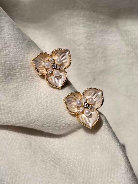 3D Clover  Studds Earrings 18K Gold Plated Premium Earrings