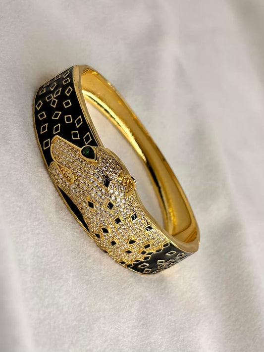 Black Belt Panther Premium Kada Bangle 18K Gold Plated Bangle