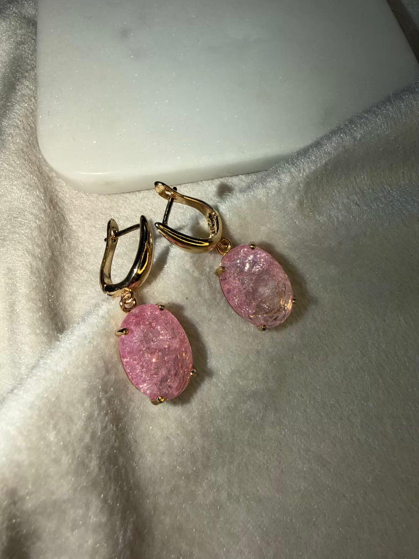 Baby Pink Stud Gold Plated Earrings