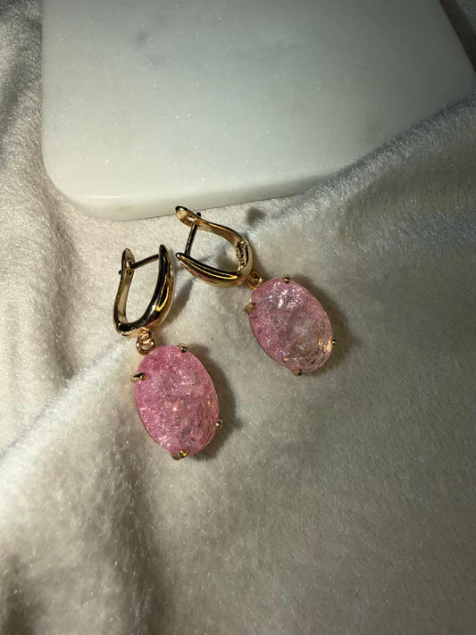Baby Pink Stud Gold Plated Earrings