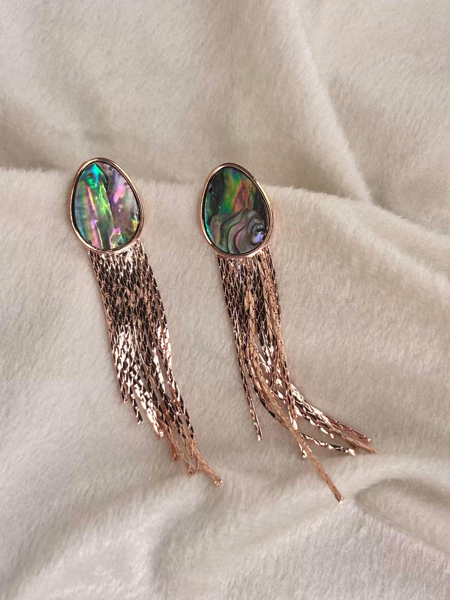 Iridescent Tassel Earrings 18K Gold Plated Premium Earrings