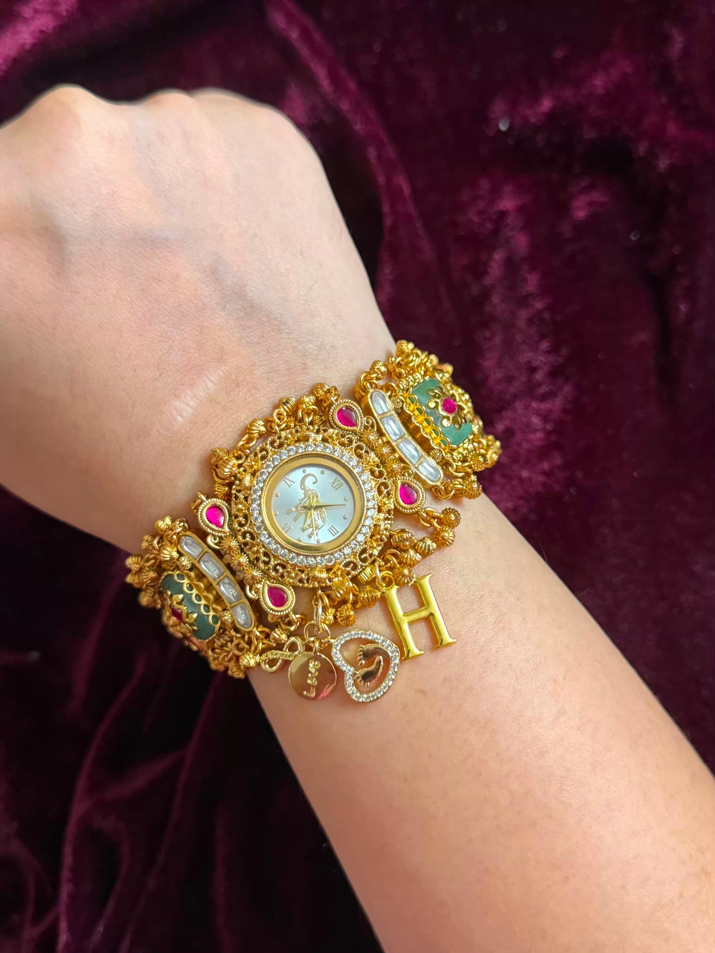 Baby-footsteps Royal Heritage Elephant Charm Watch Rakhi in Premium Swarovski