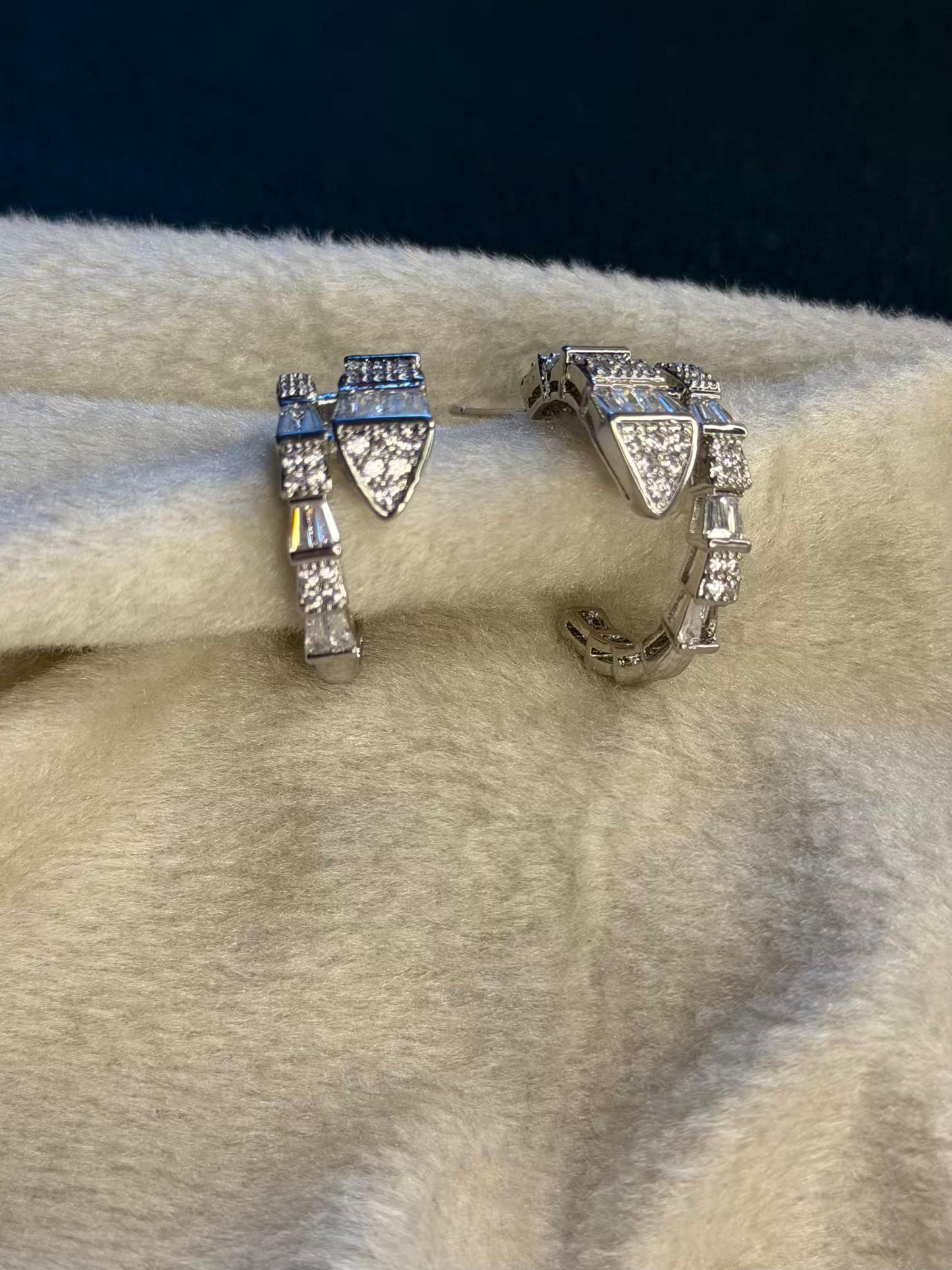 Serpent Ear Huggies Earring Silver Plated