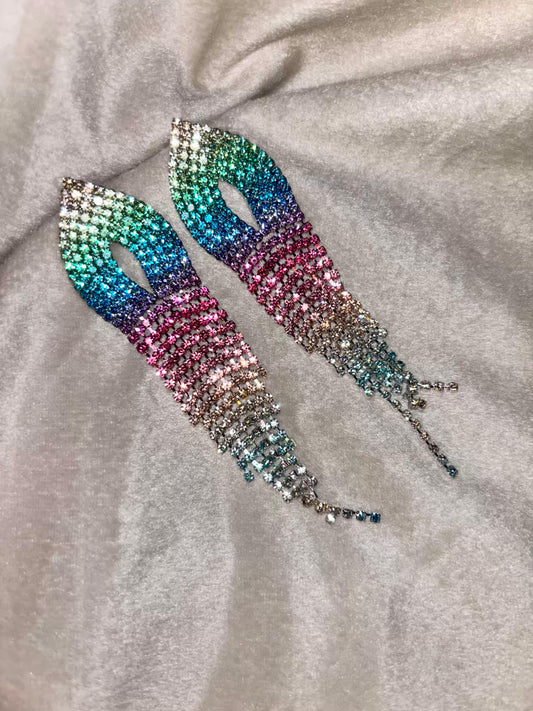 Peacock Feather Silver Plated Premium Earrings