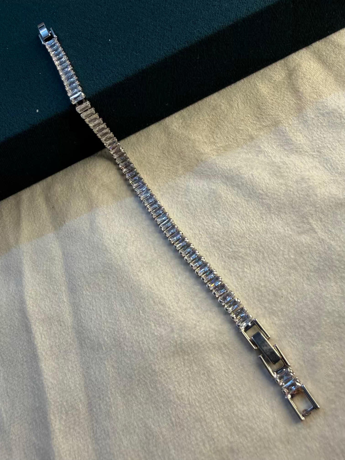 Baguette Luxe Silver Plated Tennis Bracelet