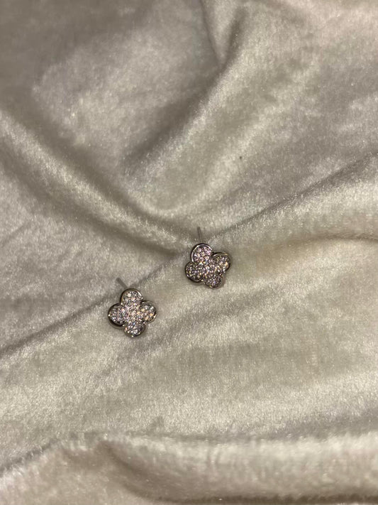 Silver Studded Clover Earring Silver Plated Earrings Premium Earrings
