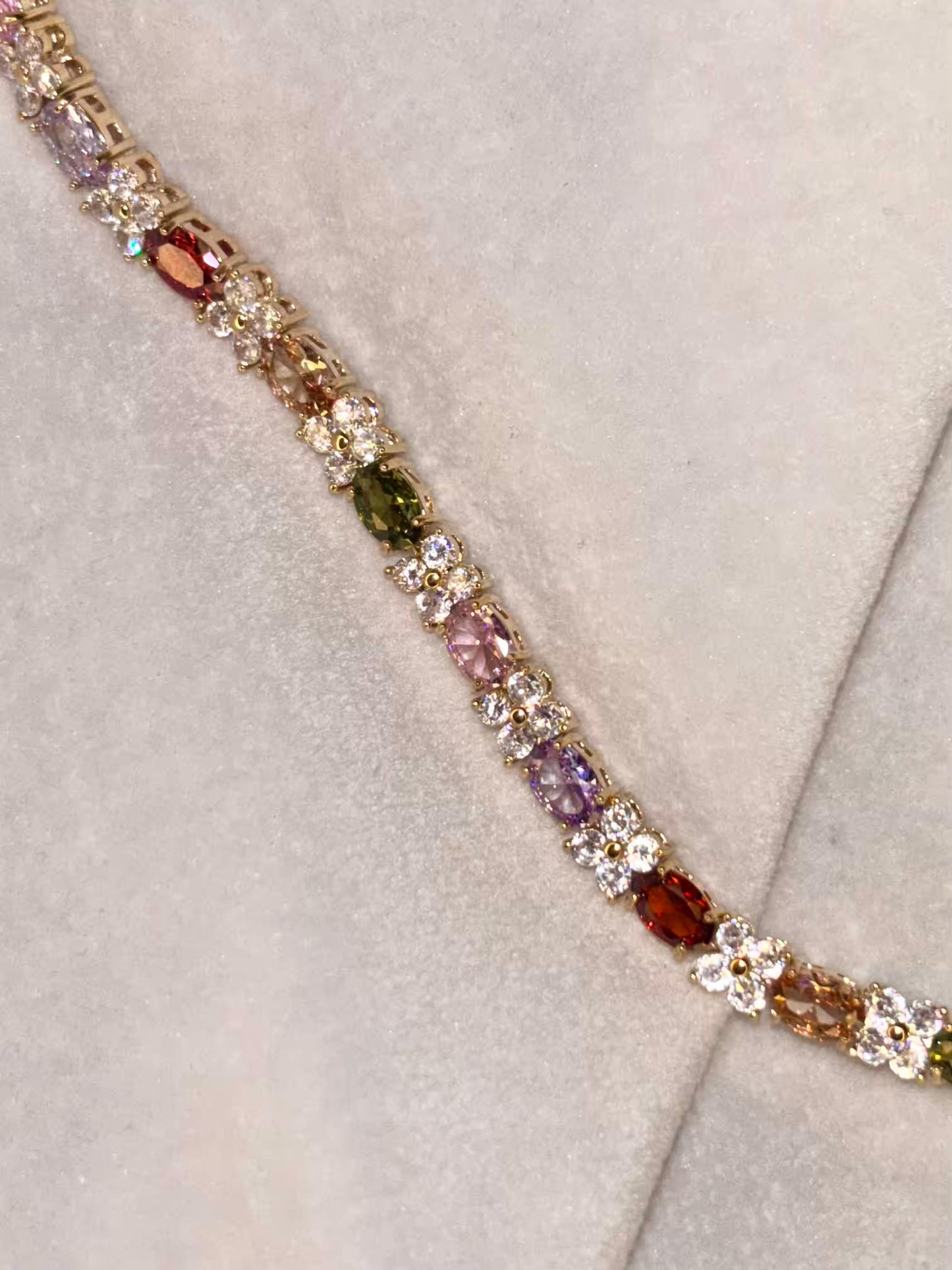 Princess Pastel Flora 18K Gold plated Tennis Bracelet