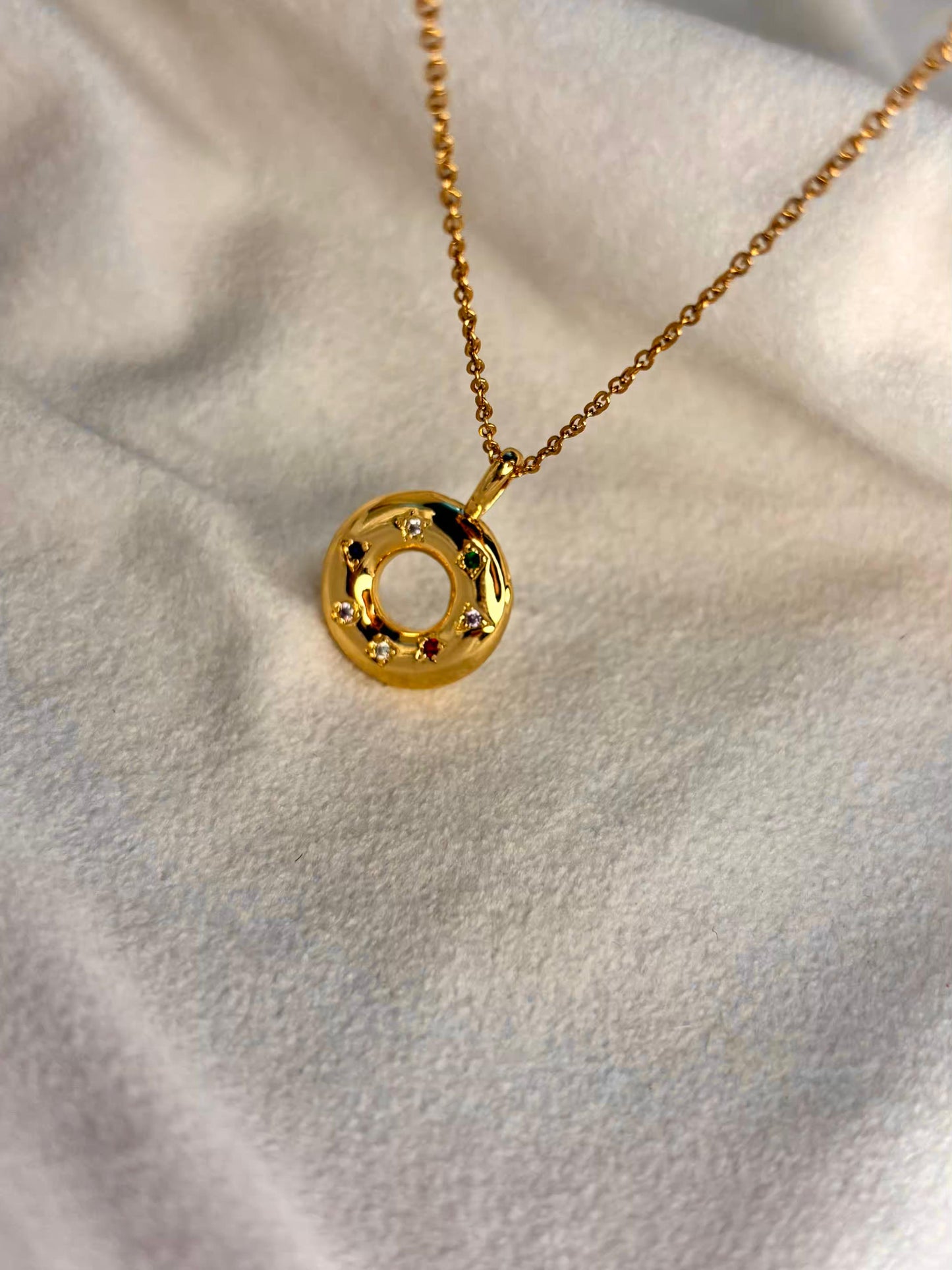 Colorburst Donut 18K Gold Plated Premium Necklace