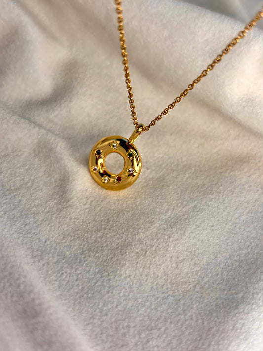 Colorburst Donut 18K Gold Plated Premium Necklace