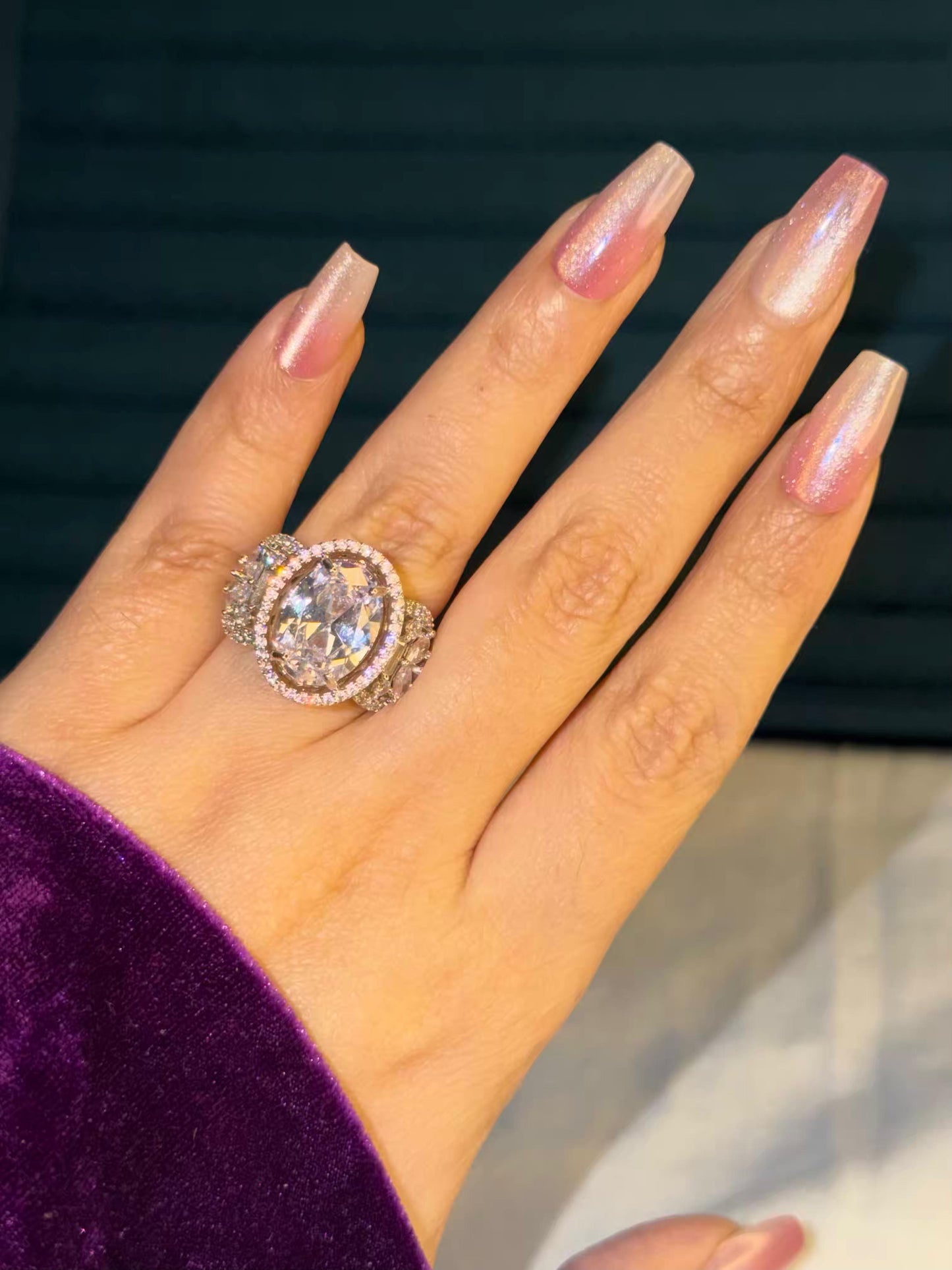 White Majesty Orbit Silver Plated Premium Ring (Adjustable)