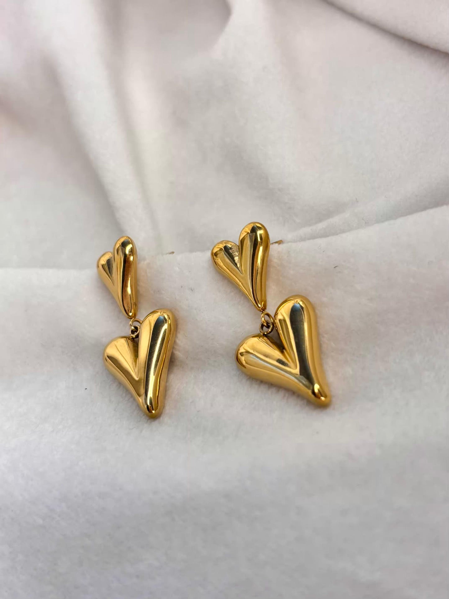 Anime Heart Dangle Earrings 18K Gold Plated Premium Earrings