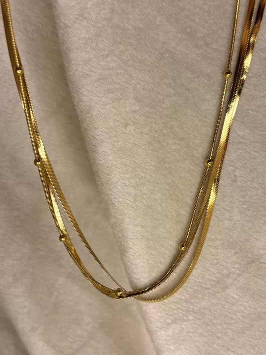 Three Layered Snake Chain Necklace 18K Gold Plated Premium Necklace