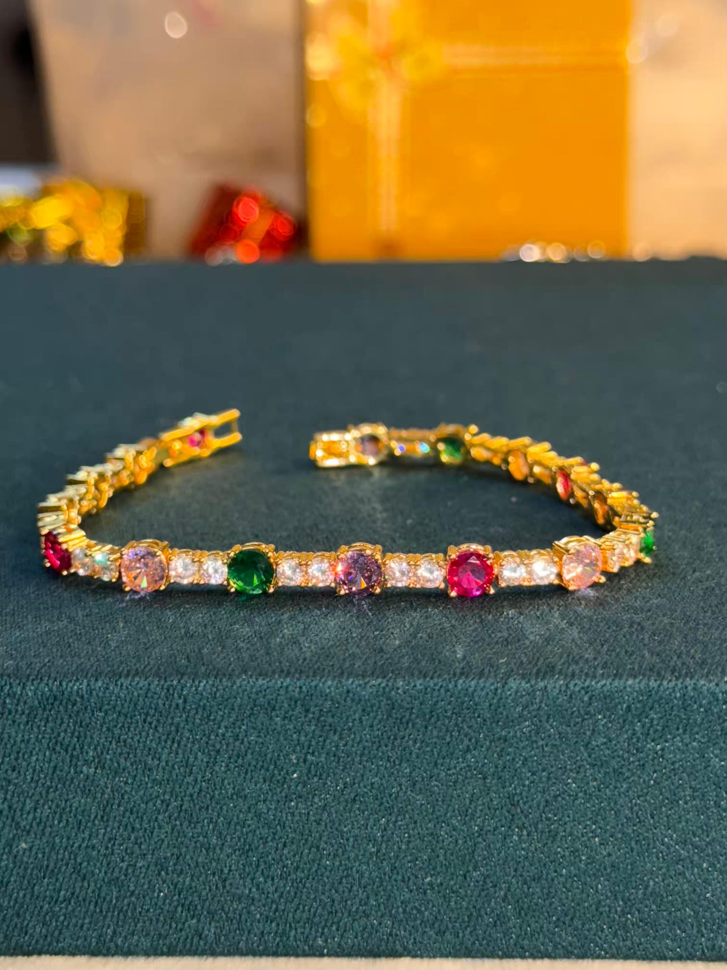 Carnival Cube Multicolour Silver Plated Tennis Bracelet