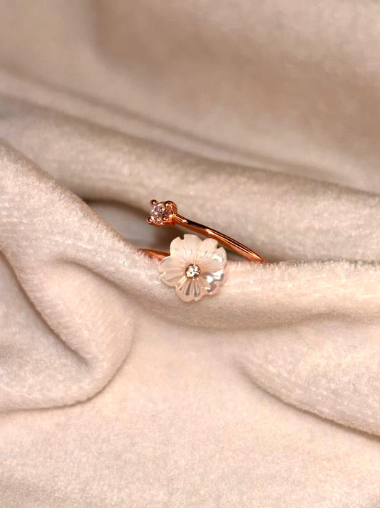 Floral Ring Rose Gold Plated Adjustable Ring