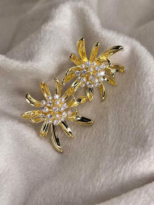 Studded Flakes Earrings 18K Gold Plated Earrings Premium Earrings