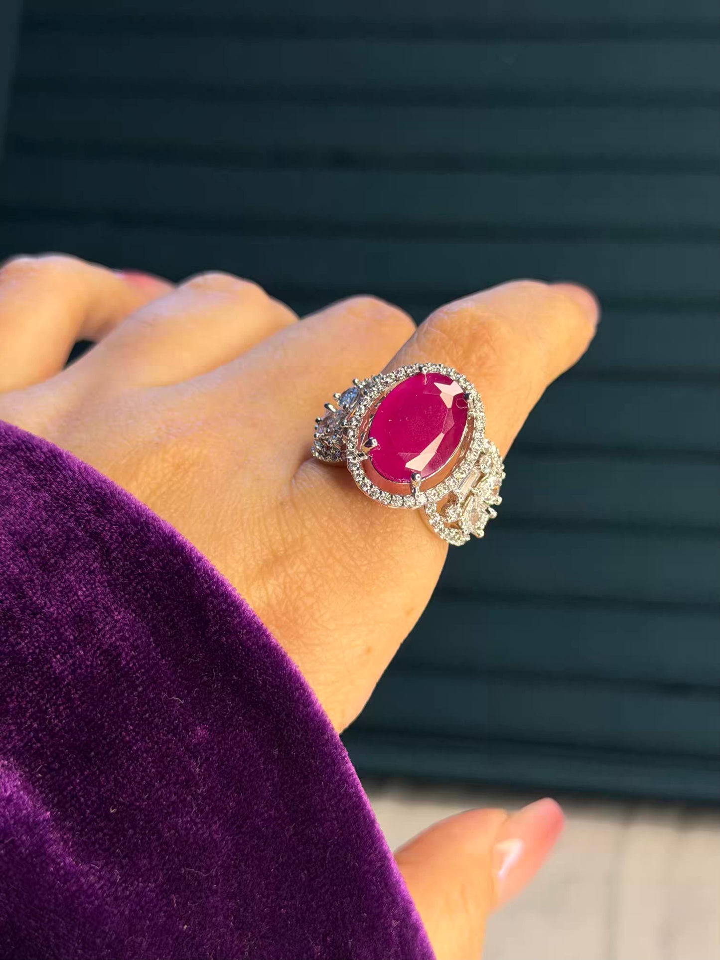 Ruby Pink Silver Plated Premium Ring (Adjustable)