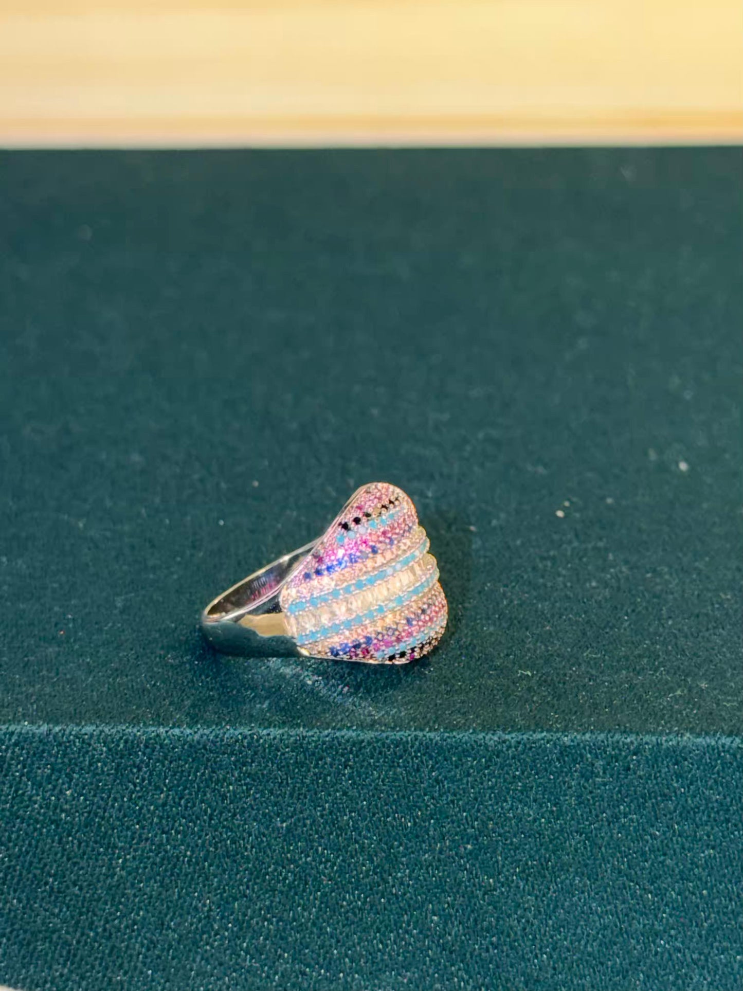 Multicoloured Silver Ring Size 8 US