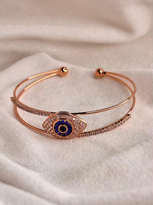Studded Evil Eye Bangle Rose Gold Plated Premium Kada Bangle