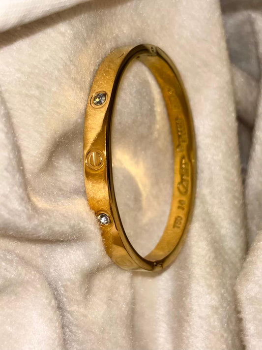 For Thin Wrist Love Band Bangle 18K Gold plated Premium Bangle 2.2 - 2.4 Size